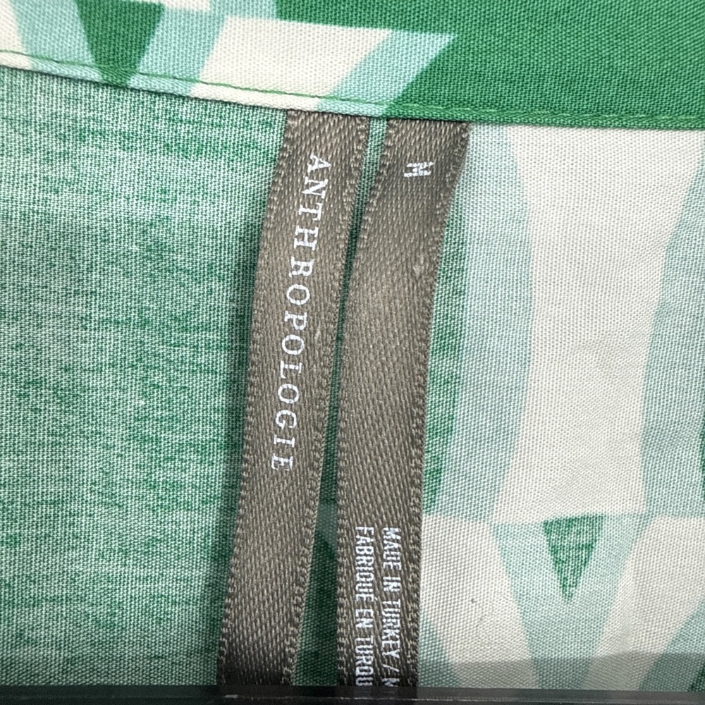 Anthropologie The Somerset Maxi Dress Green Ruched Waist Geometric Artsy Chic M - Picture 4 of 8